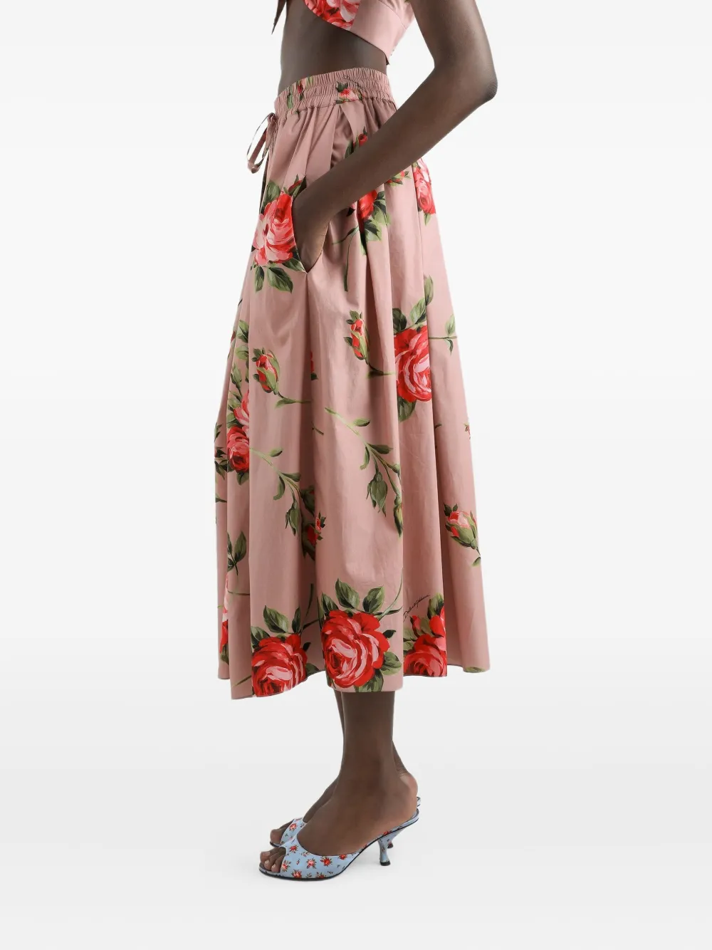 Dolce & Gabbana Rok met trekkoord en bloemenprint Roze