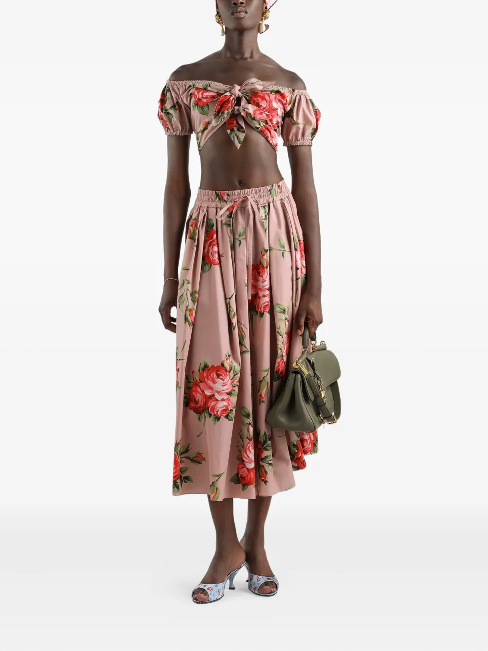 Dolce & Gabbana Rok met trekkoord en bloemenprint Roze