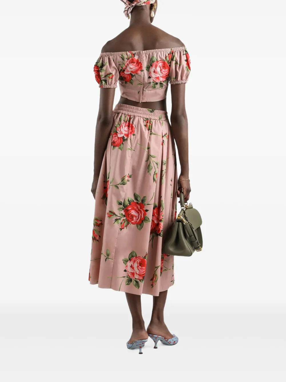 Dolce & Gabbana Rok met trekkoord en bloemenprint Roze
