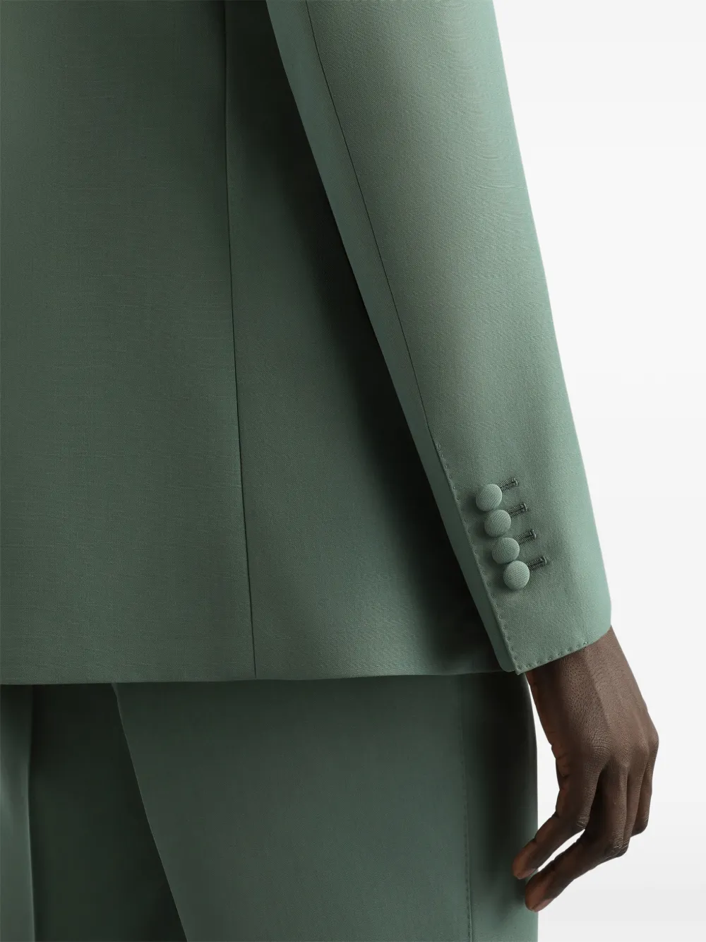 Dolce & Gabbana Wollen popeline jack met enkele rij knopen Groen