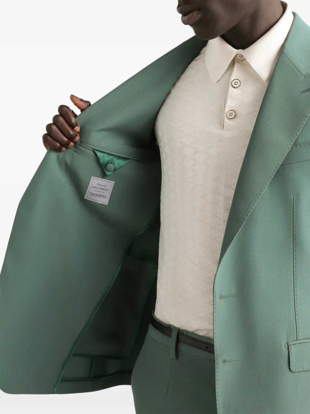 Dolce & Gabbana Wollen popeline jack met enkele rij knopen Groen