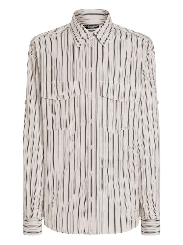 Dolce & Gabbana Striped Martini Shirt in Neutrals