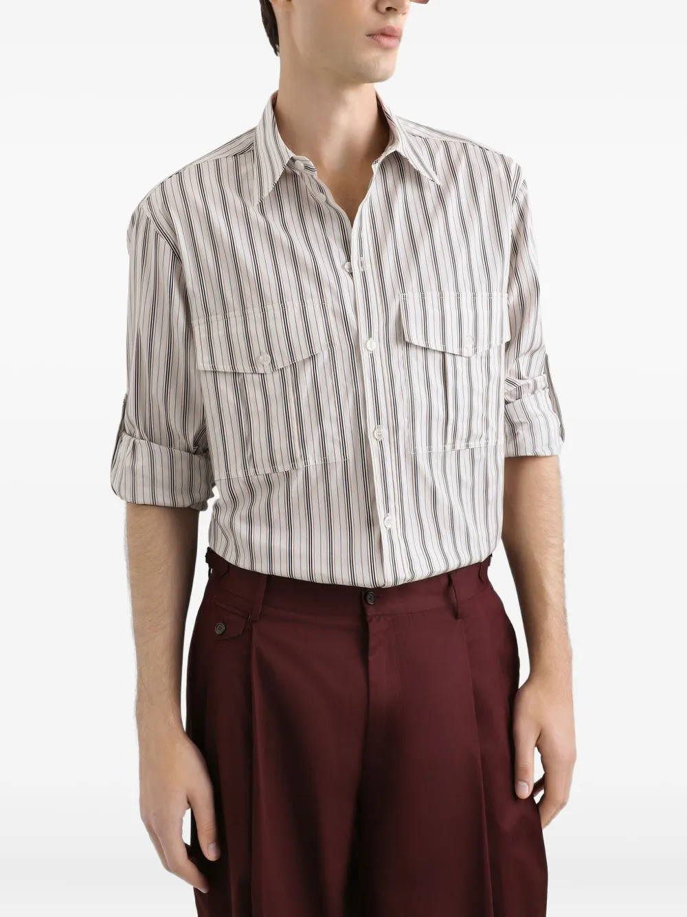 Dolce & Gabbana Gestreept overhemd met zak Beige