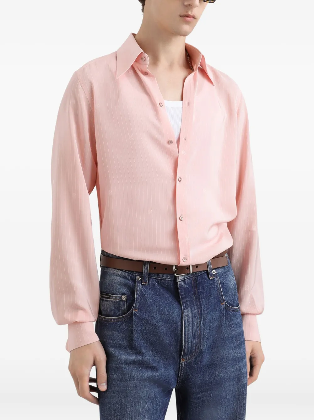 Dolce & Gabbana Zijden overhemd met knopen Roze