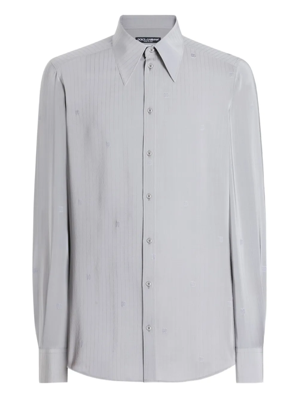 Dolce & Gabbana Striped Buttoned Shirt In Gray