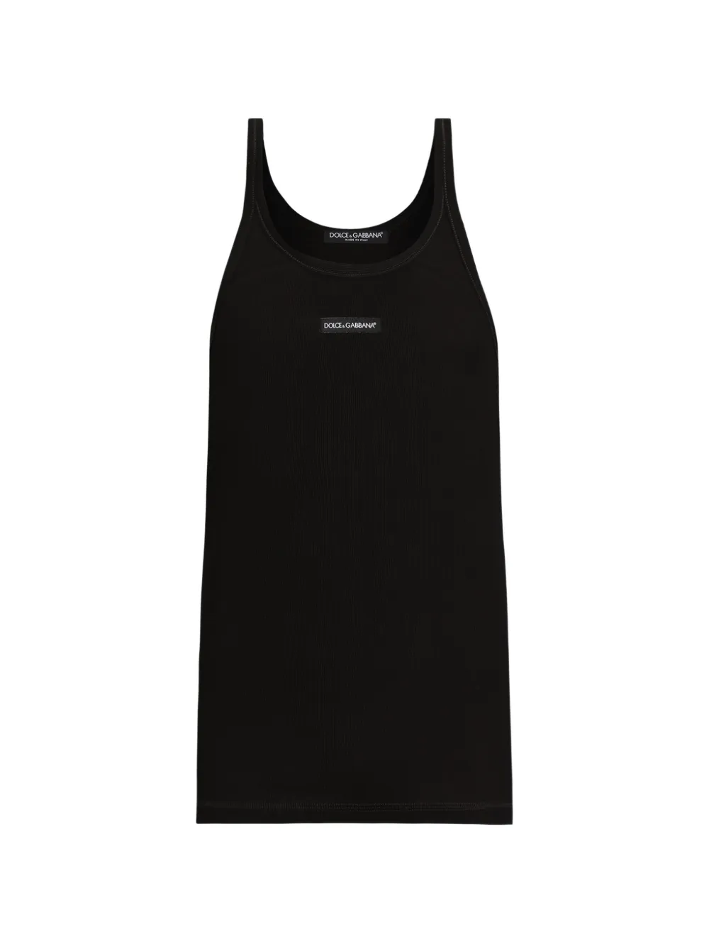 Dolce & Gabbana COTTON TANK TOP WITH PRINT - Nero