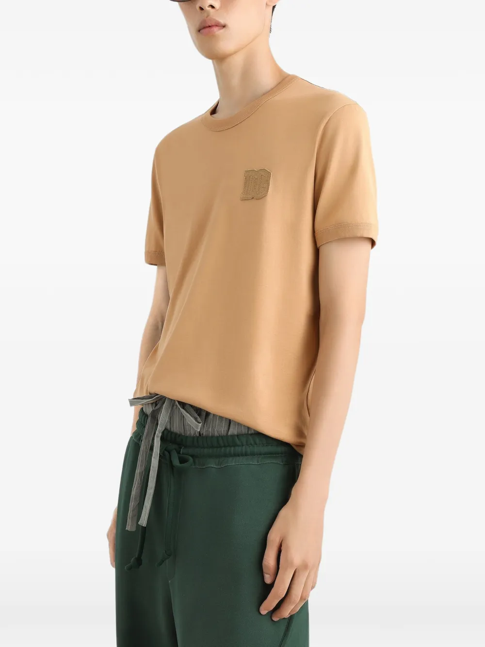 Dolce & Gabbana Katoenen T-shirt met patch Beige