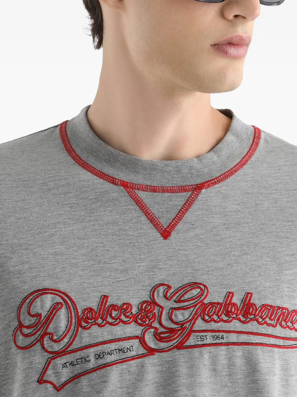 Dolce & Gabbana T-shirt met borduurwerk Grijs