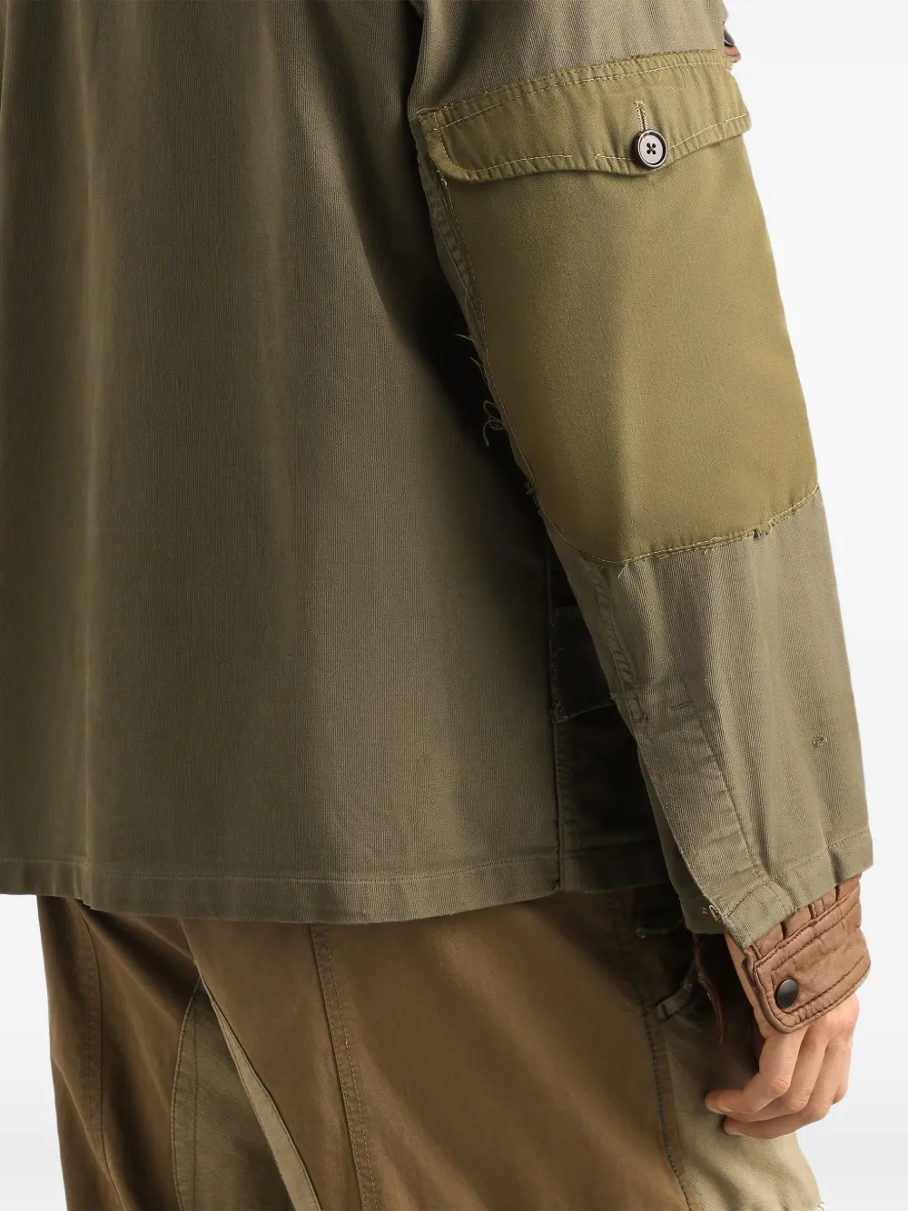Dolce & Gabbana Jack met meerdere zakken en leren kraag Groen