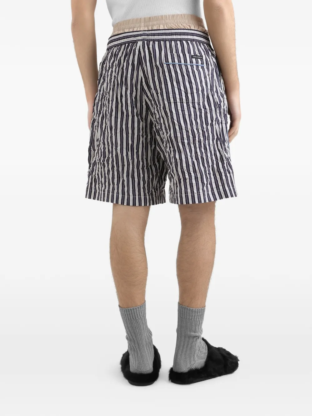 Dolce & Gabbana Gestreepte bermuda shorts met gekreukt effect: Blauw