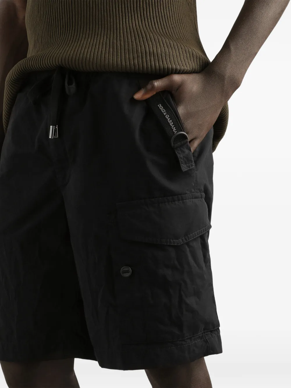 Dolce & Gabbana Faille gewaxte bermuda shorts Zwart