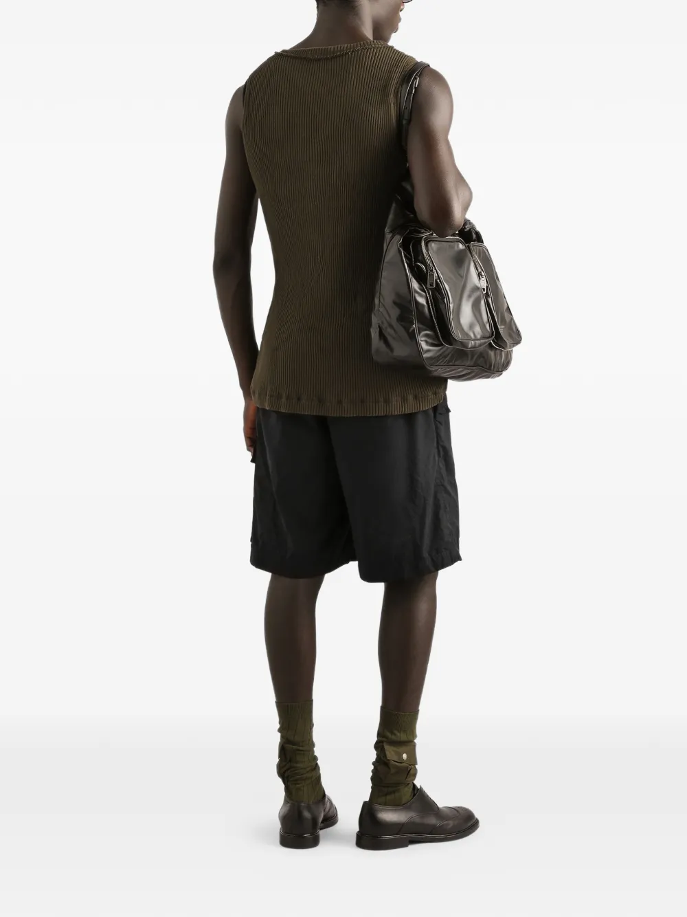 Dolce & Gabbana Faille gewaxte bermuda shorts Zwart