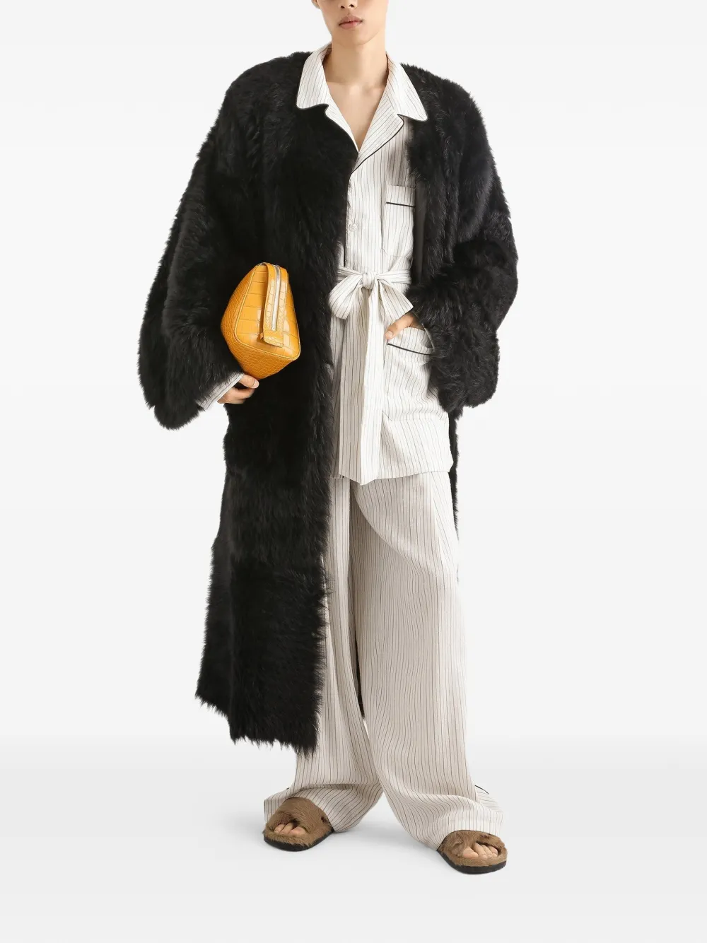 Dolce & Gabbana Gestreepte stoffen broek Beige