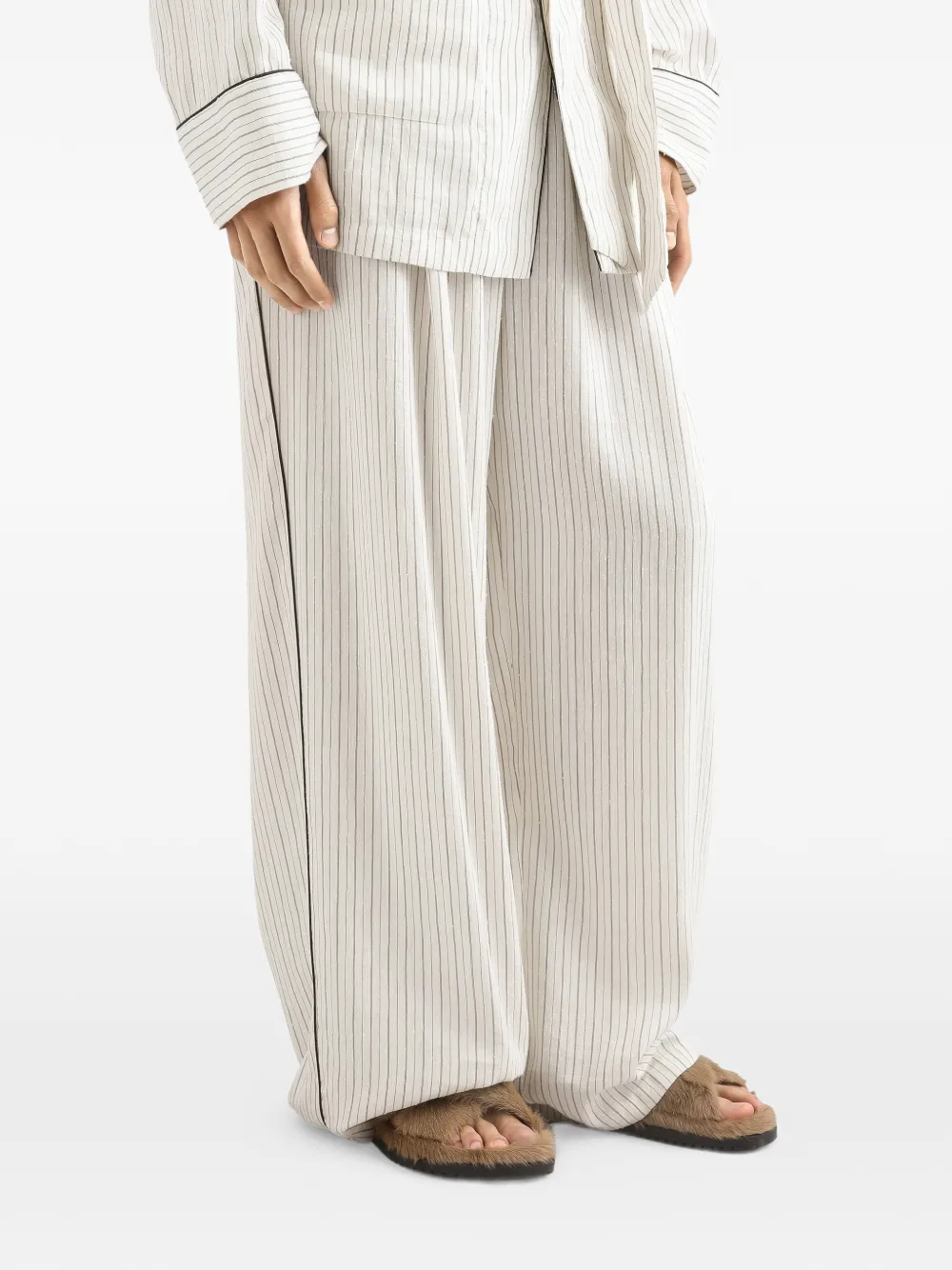 Dolce & Gabbana Gestreepte stoffen broek Beige
