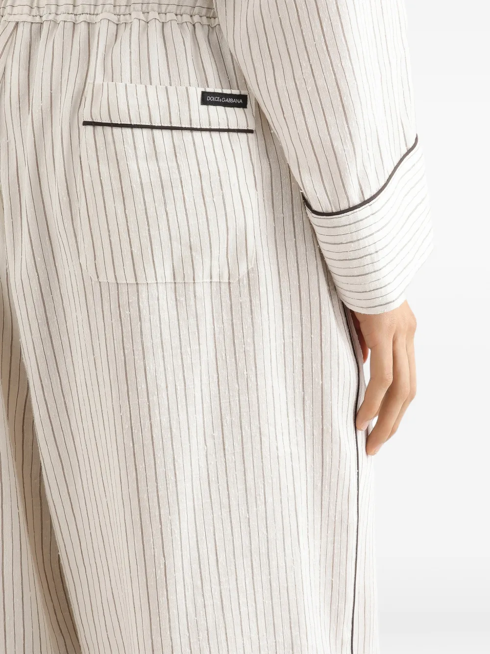 Dolce & Gabbana Gestreepte stoffen broek Beige