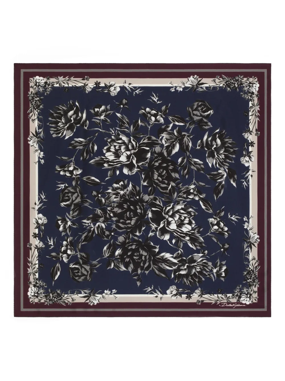 Dolce & Gabbana Foulard con stampa a fiori - Blu