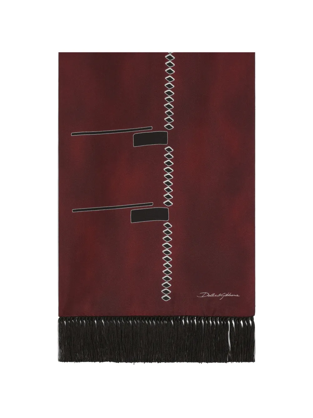 Dolce & Gabbana fringed printed scarf - Marrone