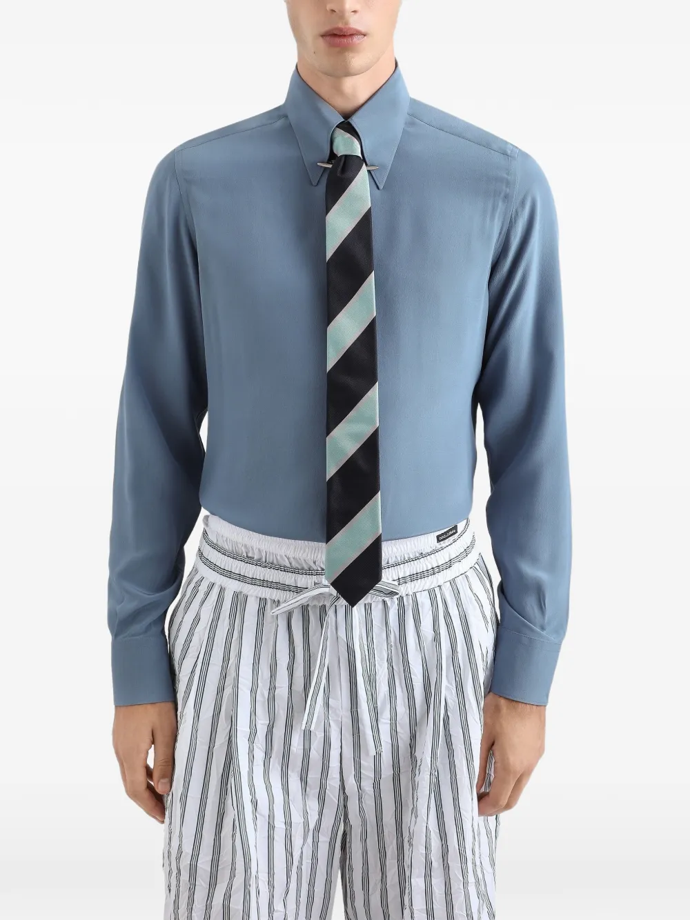  Dolce & Gabbana Martini Striped Tie - Blue 
