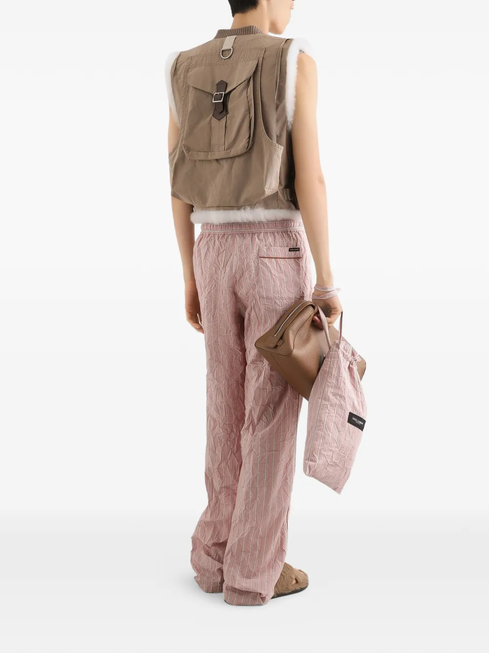 Dolce & Gabbana Vanity gestreepte broek met gekreukt effect Roze