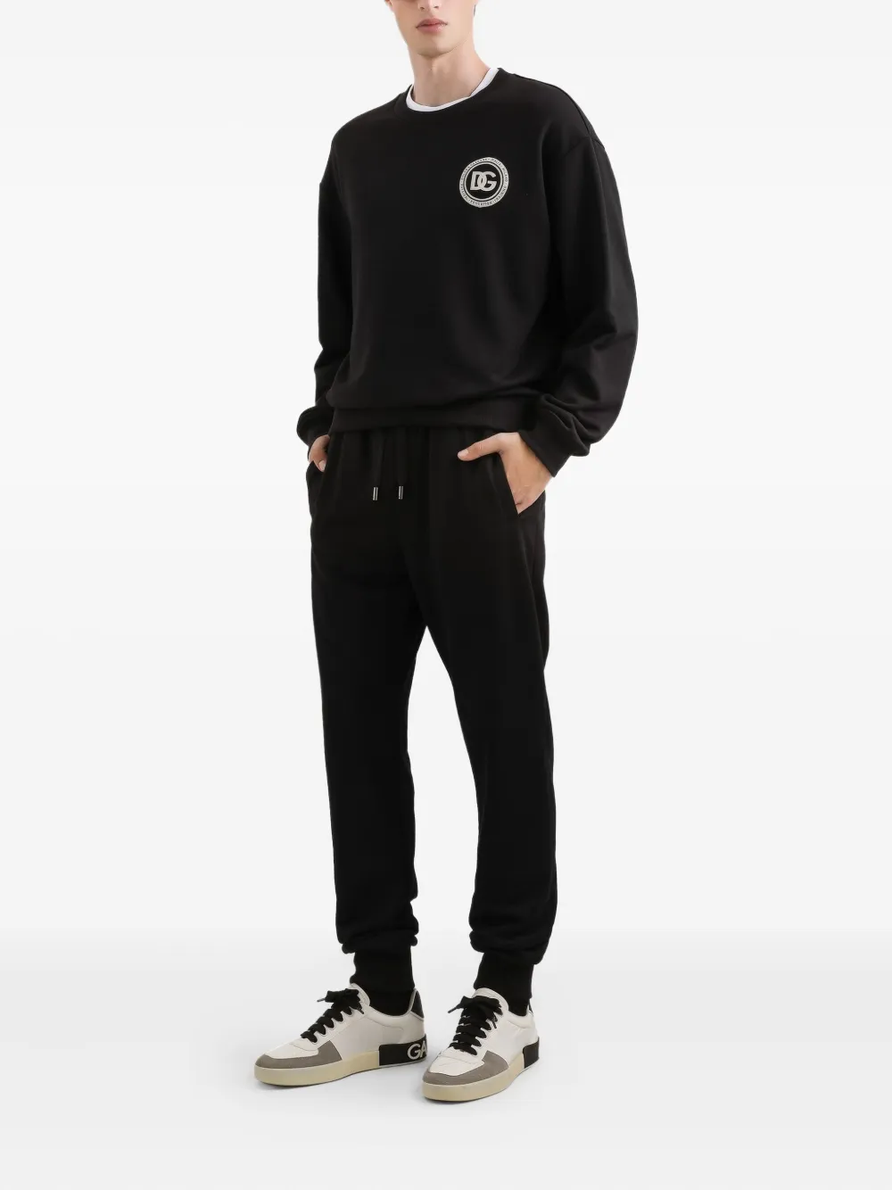 Dolce & Gabbana Broek met trekkoord en logo - Zwart