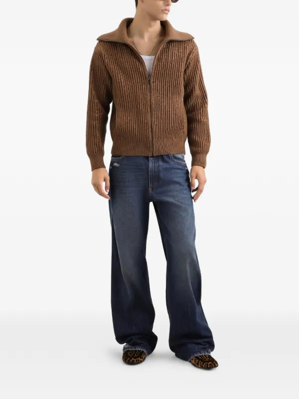 ジップアップ Dolce &amp; vintage brown ニットの通販 DOLCE & GABBANA ジップアップ カーディガン　伸縮性有　ホワイト　サイズ44