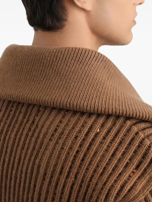 Dolce & Gabbana zip-up Ribbed Cardigan | Brown | FARFETCH OM