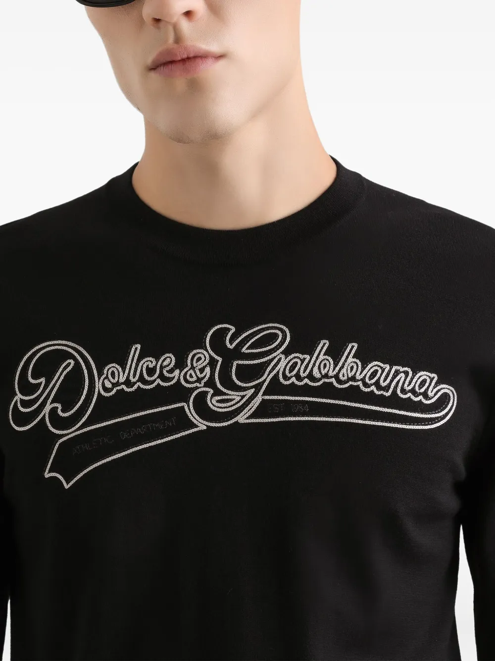 Dolce & Gabbana Trui met ronde hals en logo Zwart