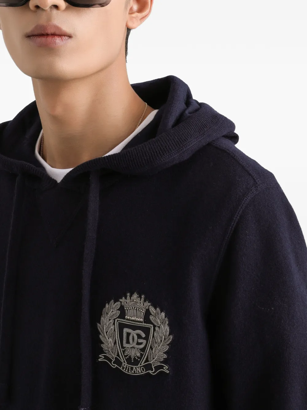 Dolce & Gabbana Verfraaide jas met capuchon Blauw