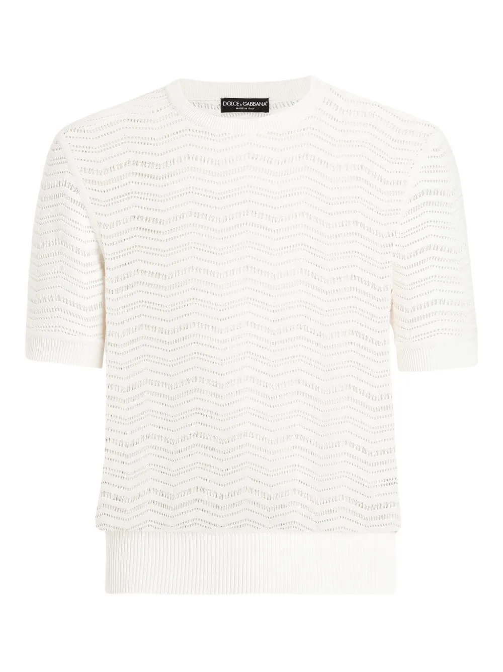 Dolce & Gabbana chevron-pattern knitted T-shirt - Nude