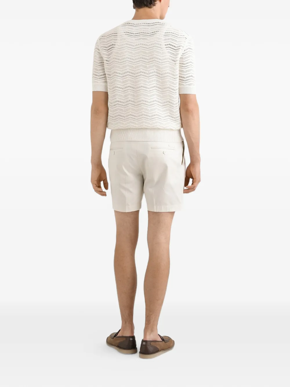 Dolce & Gabbana Gebreid T-shirt met chevron patroon Beige