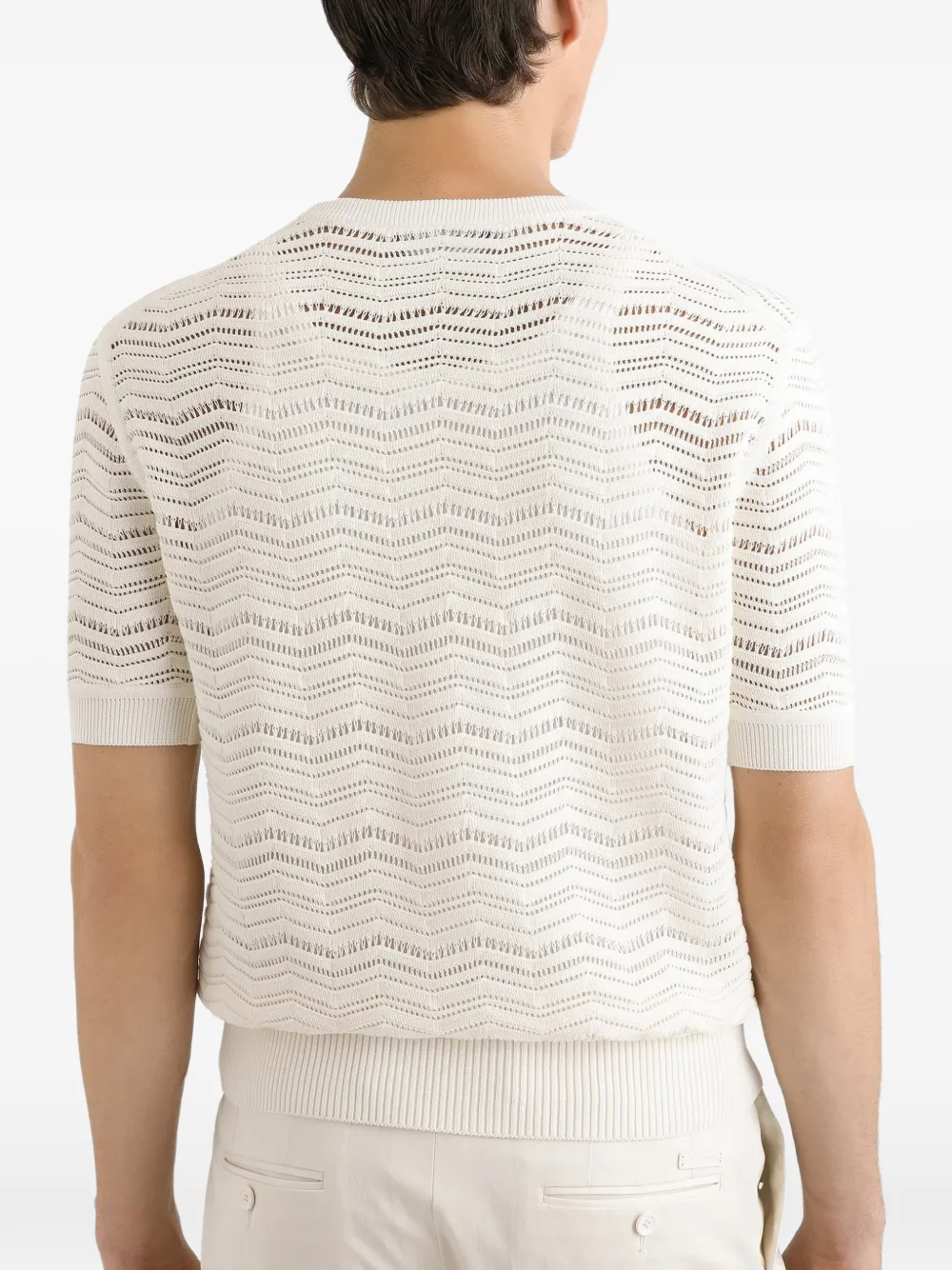 Dolce & Gabbana Gebreid T-shirt met chevron patroon Beige