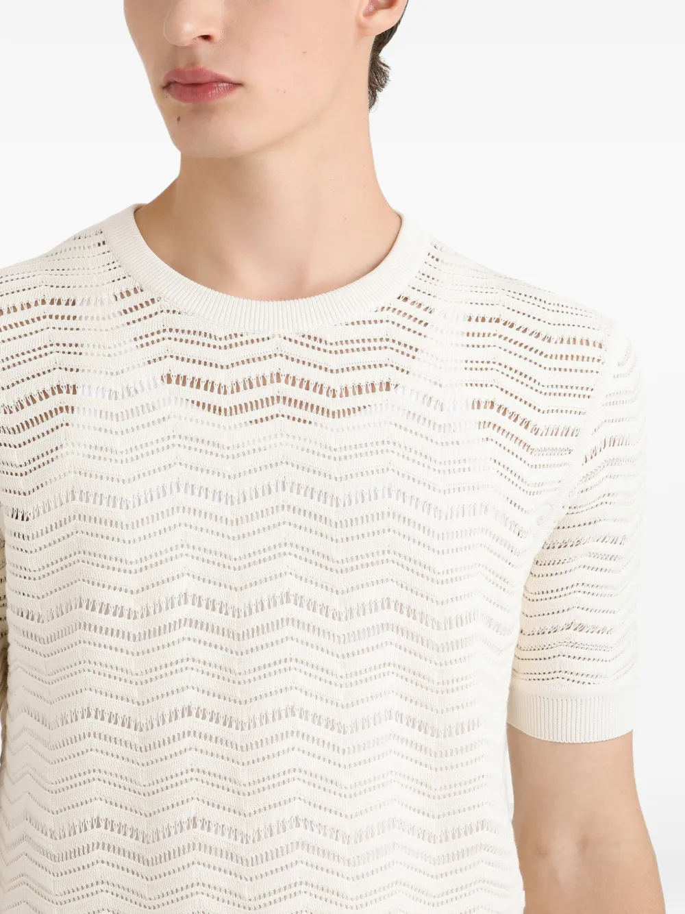 Dolce & Gabbana Gebreid T-shirt met chevron patroon Beige
