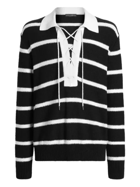 Dolce & Gabbana striped lace-up sweater