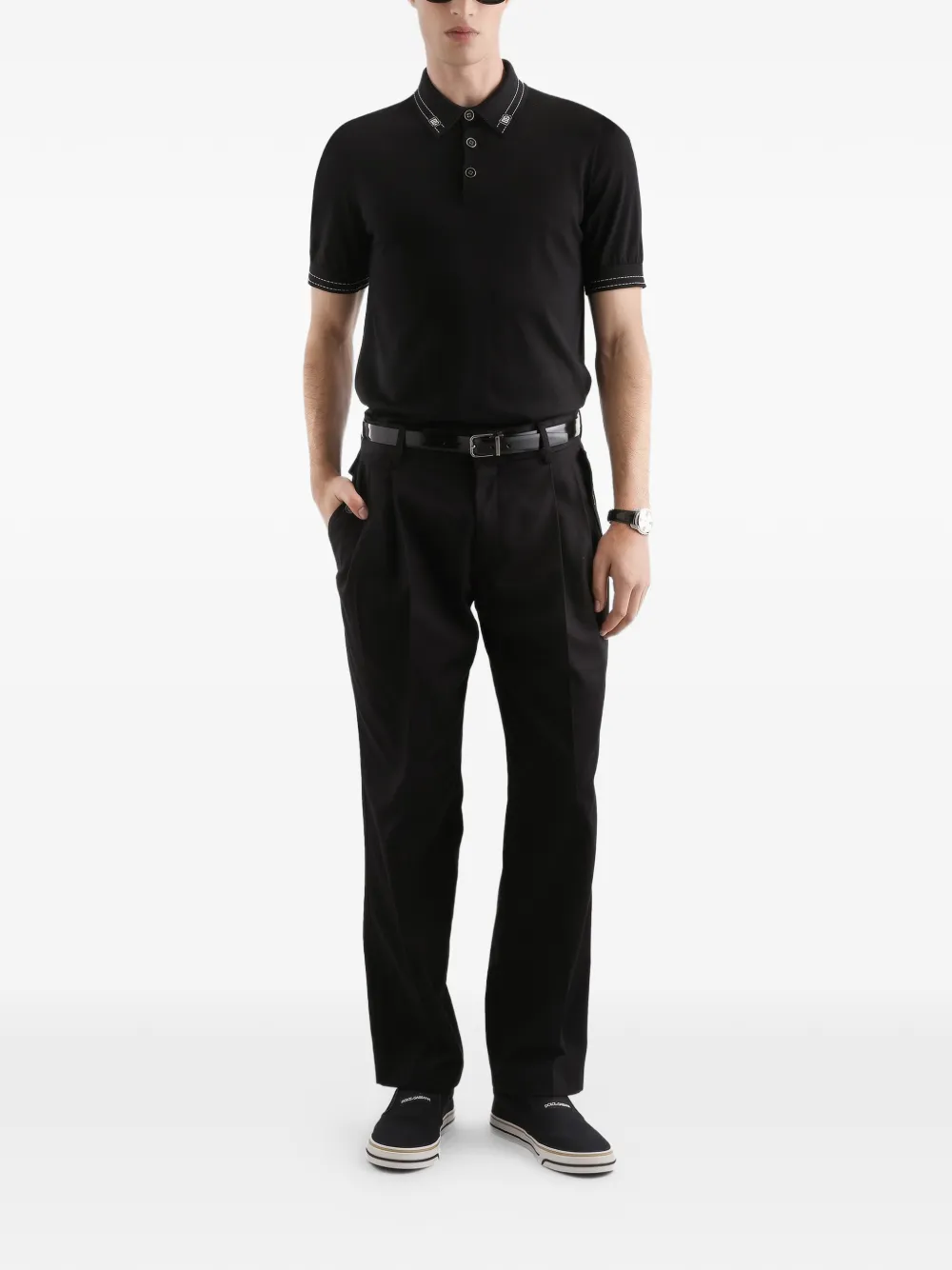 Dolce & Gabbana short-sleeve polo shirt - Zwart