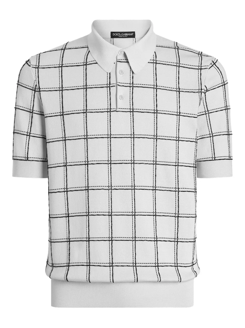 Dolce & Gabbana Checked-pattern Polo Shirt In White