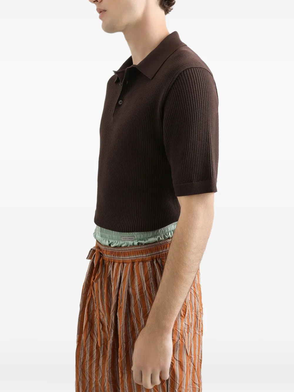 Dolce & Gabbana Geribbeld poloshirt Bruin