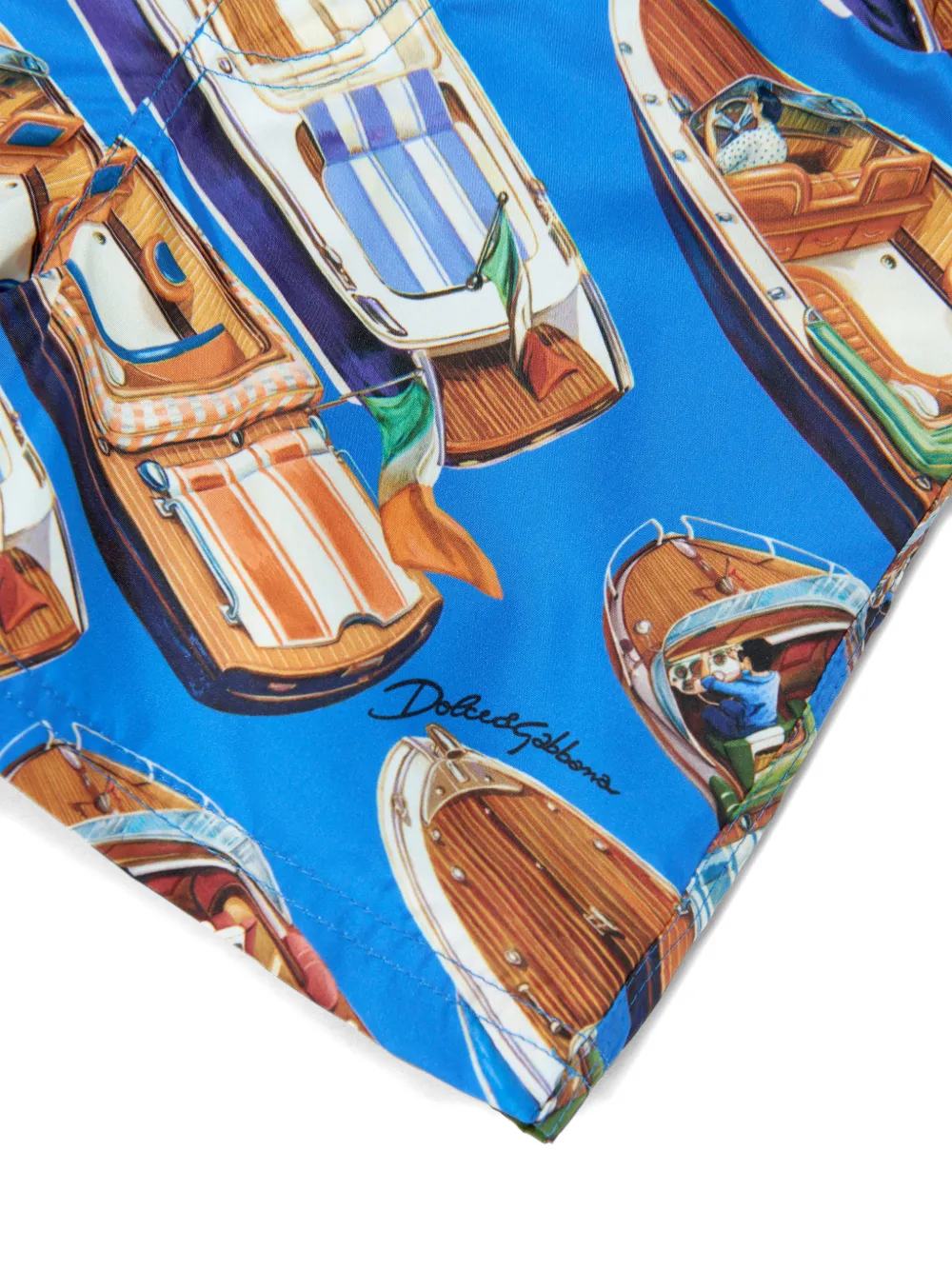 Dolce & Gabbana Kids Medium Nylon zwembroek met print en strepen Blauw
