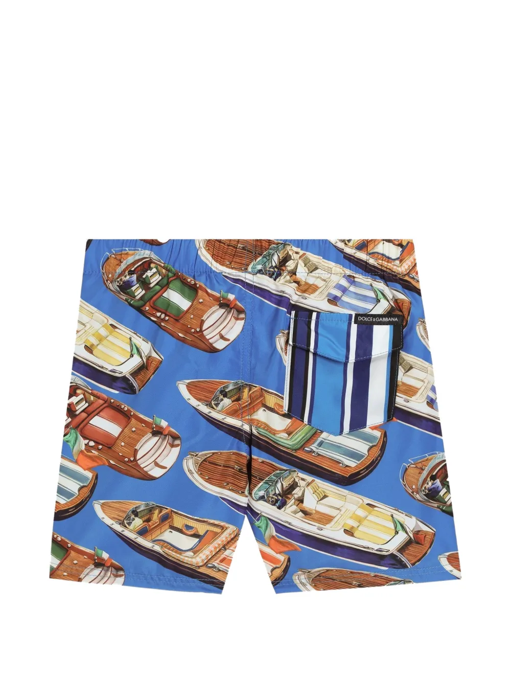 Dolce & Gabbana Kids Medium Nylon zwembroek met print en strepen Blauw
