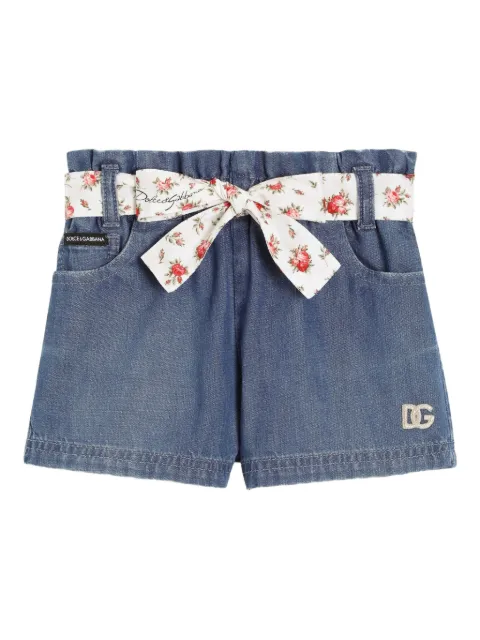 Dolce & Gabbana Kids floral-belt denim shorts