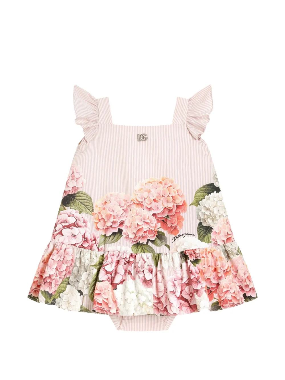 Dolce & Gabbana Kids Hydrangea-print canvas dress - Pink