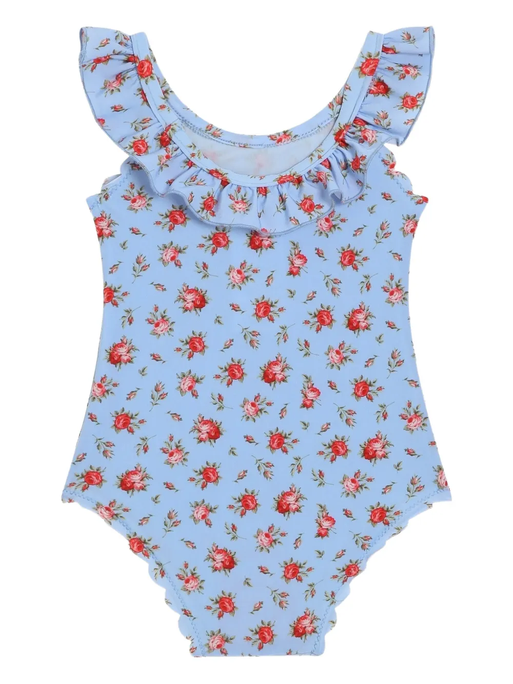 Dolce & Gabbana Kids Badpak met bloemen ruches Blauw
