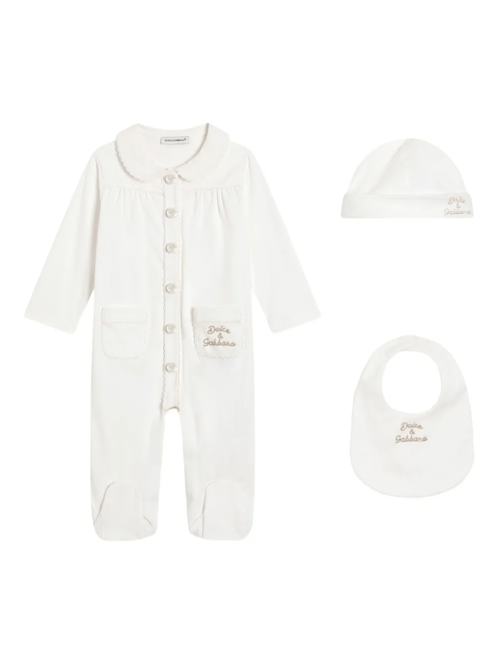 Dolce & Gabbana Kids Strampler mit Knöpfen (3er-Set) - Weiß