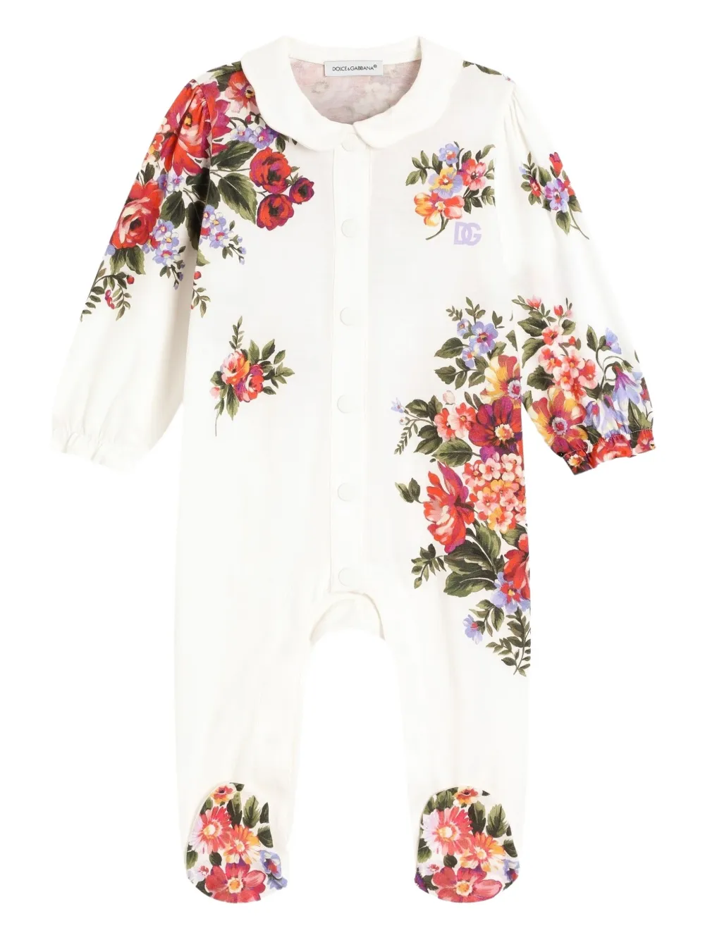 Dolce & Gabbana Kids Romper en muts met bloemenprint Wit