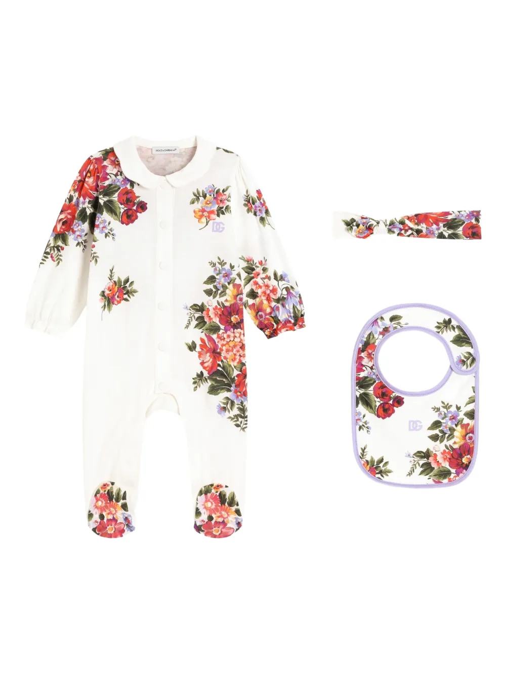 Dolce & Gabbana Kids Strampler-Set mit Blumen-Print - Weiß