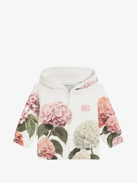Dolce & Gabbana Kids hooded sweatshirt with Hydrangea-print and patch