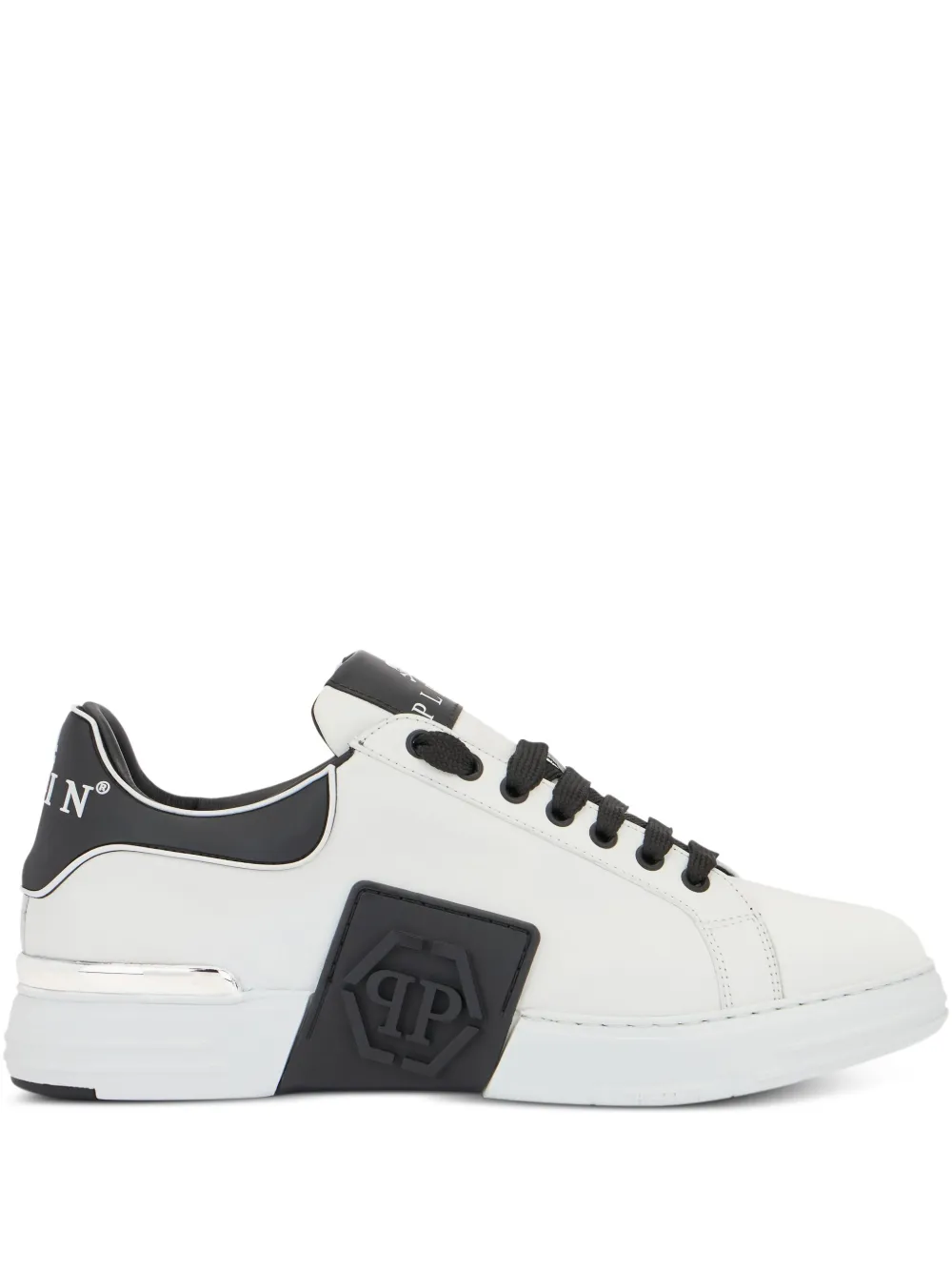 Philipp Plein logo plaque low-top trainers - White