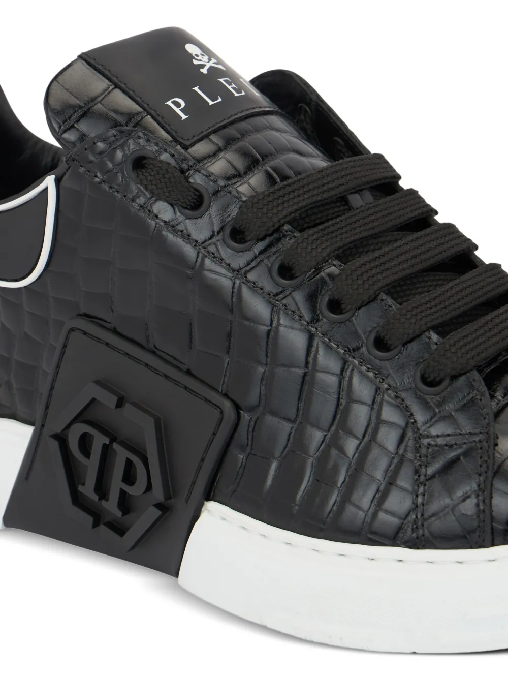 Philipp Plein Phantom Kick$ Cocco low-top sneakers met reliëf Zwart