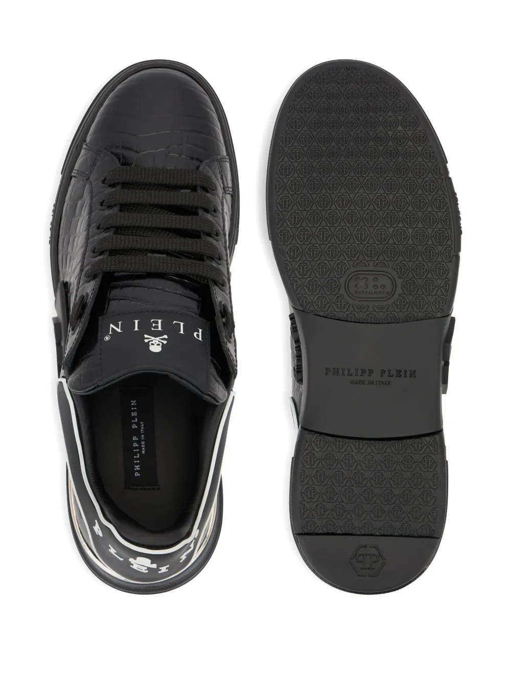 Philipp Plein Phantom Kick$ Cocco low-top sneakers met reliëf Zwart