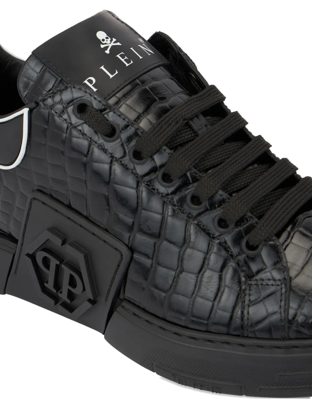 Philipp Plein Phantom Kick$ Cocco low-top sneakers met reliëf Zwart