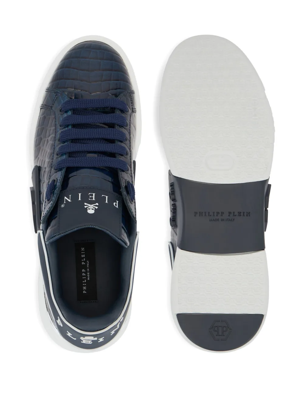 Philipp Plein Phantom Kick$ Cocco low-top sneakers met reliëf Blauw